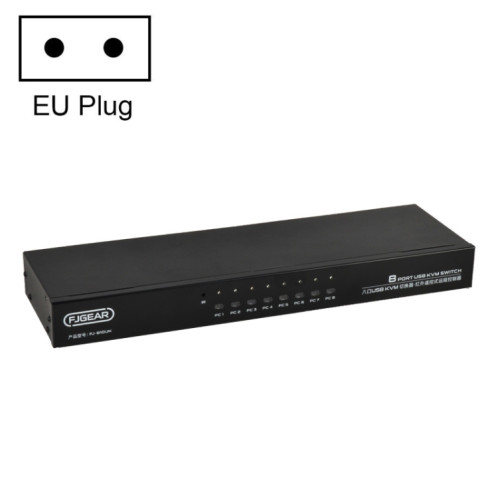 FJGEAR FJ-810UK Commutateur hôte VGA vers KVM 8 en 1 avec commutateur de bureau, (noir) SF601A1377-06
