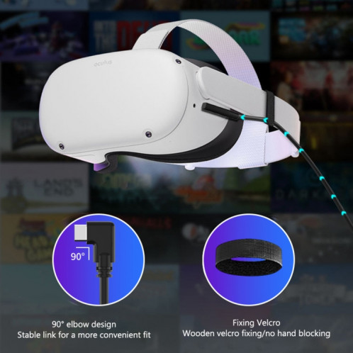 Pour Meta Quest Pro Câble de ligne de données pour casque VR USB vers Type-C 5m SH6201718-06