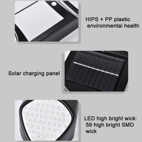 X-A18 59 LED Solaire LED Flamme Capteur Humain Lumières Jardin Lumières (Noir) SH701A1911-06