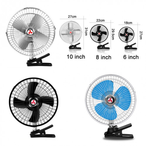 Clip de fixation puissant pour voiture refroidissant le ventilateur électrique à haute puissance éolienne, spécification : 25,4 cm noir 12 V. SH44071597-06