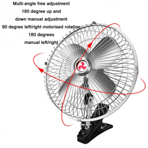 Clip de fixation puissant pour voiture refroidissant le ventilateur électrique à haute puissance éolienne, spécification : 25,4 cm noir 12 V. SH44071597-06