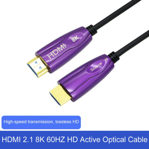 Ligne de conversion d'écran d'ordinateur de câble optique actif HDMI 2.1 8K 60HZ HD, longueur de câble: 70m SH5014177-06