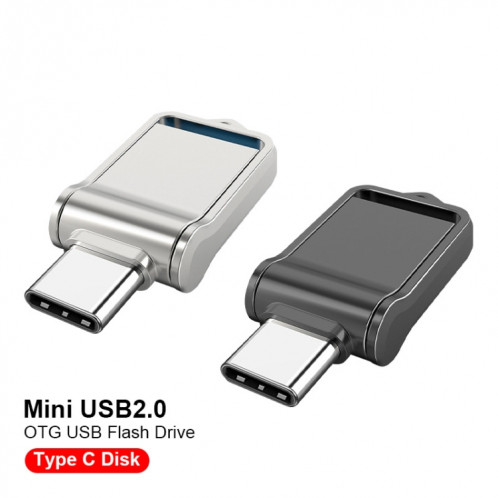 64 Go USB 2.0 + Type-C/USB-C Mini ordinateur et téléphone à double usage rotatif U Disk (noir) SH403A1130-07