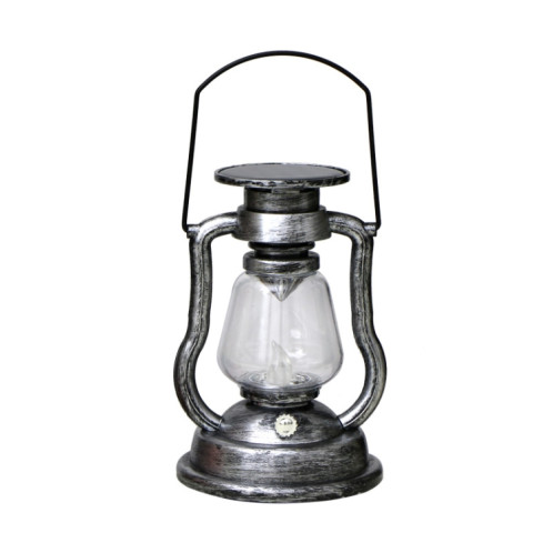 200802 Rétro lampe à kérosène solaire en forme de lampe à main Home Decor Flame Lamp (Argent) SH701C148-07
