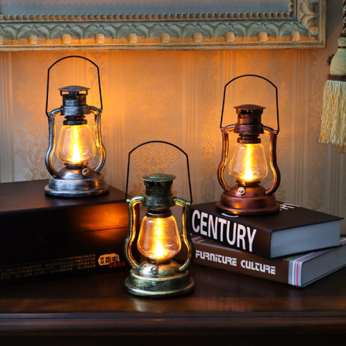 200802 Lampe à main en forme de lampe à kérosène solaire rétro Home Decor Flame Lamp (Rusty) SH701D1374-07