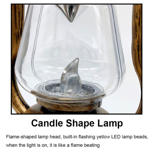 200802 lampe à kérosène solaire rétro en forme de lampe à main lampe à flamme pour décoration d'intérieur (or) SH701B1525-07