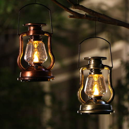 200802 Lampe à main en forme de lampe à kérosène solaire rétro Home Decor Flame Lamp (Rusty) SH701D1374-07