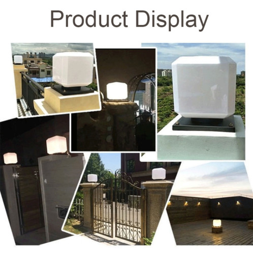 003 Lampe Solaire Extérieure Carrée LED Appliques Murales Imperméables, Taille: 30cm (Lumière Blanche) SH3806635-06