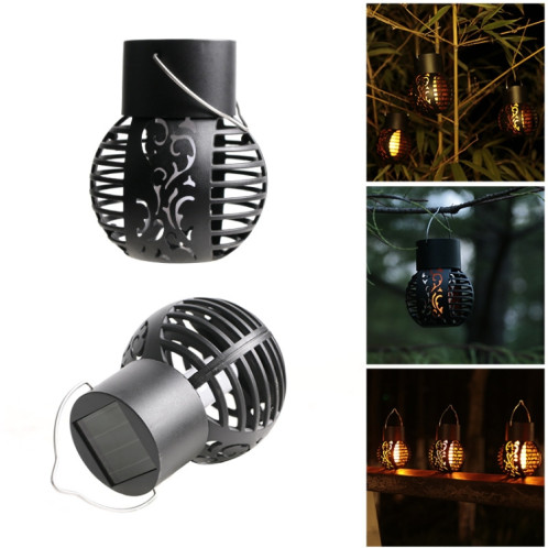 2 PCS Simulation Solaire Flamme Creuse Boule Suspendue Lumières Balcon Lumières Décoratives (Noir) SH601A273-06