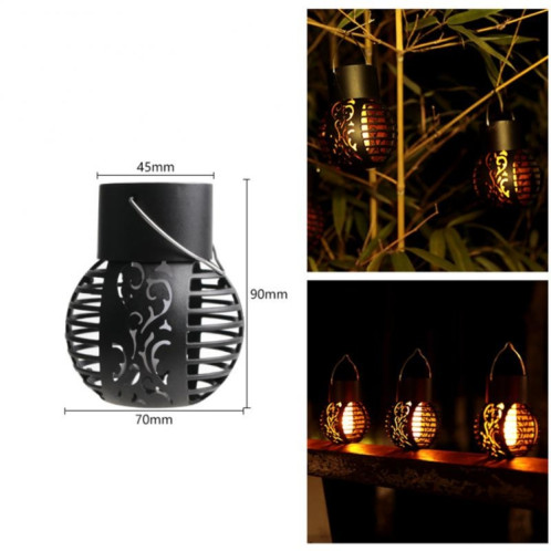 2 PCS Simulation Solaire Flamme Creuse Boule Suspendue Lumières Balcon Lumières Décoratives (Noir) SH601A273-06