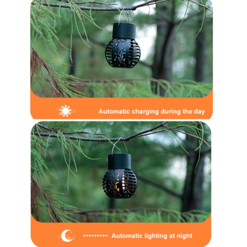 2 PCS Simulation Solaire Flamme Creuse Boule Suspendue Lumières Balcon Lumières Décoratives (Noir) SH601A273-06