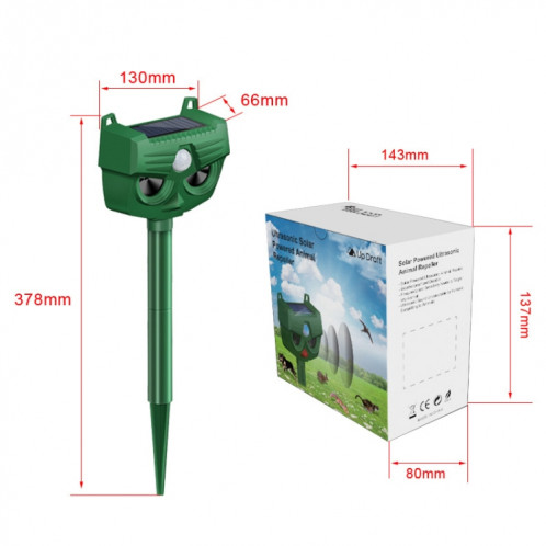 RC-543 Répulsif solaire extérieur pour chien Répulsif à ultrasons infrarouge pour oiseaux SH05851205-08