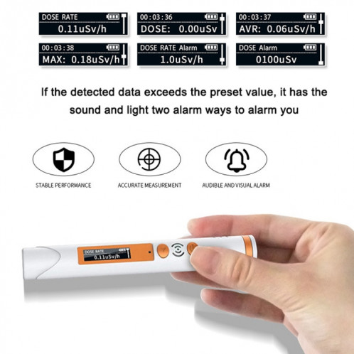 Alarme lumineuse sonore de compteur Geiger de détecteur de rayonnement nucléaire de type stylo SH0620146-06