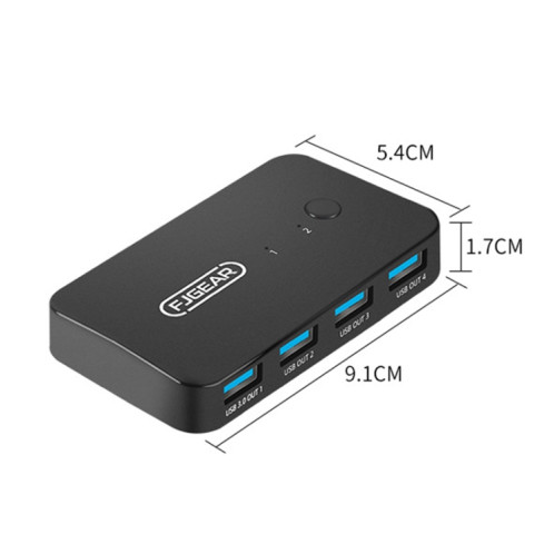 FJGEAR2 FJ-U302 Extenseur de commutateur partagé partagé USB 3 en 2 sorties avec câble de contrôleur de bureau SF06451581-06