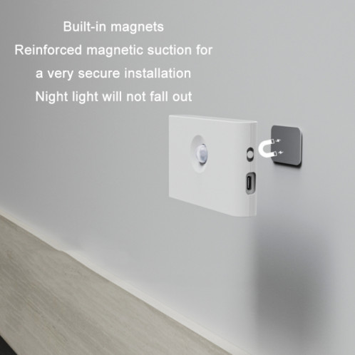 Veilleuse LED magnétique sans fil à capteur intelligent infrarouge humain (lentille ronde) SH801B519-06