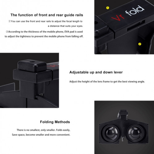 Vr fold V1 Vue Panoramique Lunettes VR Pliantes Pratiques (Noir) SV501A368-06