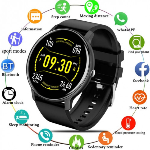 BW0223 Fréquence cardiaque/oxygène sanguin/surveillance de la pression artérielle Bluetooth Smart Calling Watch, couleur : silicone noir SH23011613-07