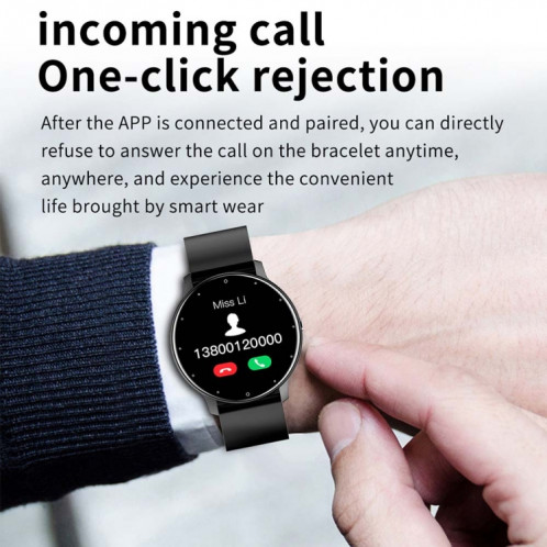 BW0223 Fréquence cardiaque/oxygène sanguin/surveillance de la pression artérielle Bluetooth Smart Calling Watch, couleur : silicone noir SH23011613-07