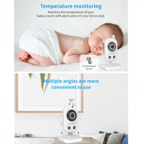 UU24 2,4 pouces sans fil bébé moniteur caméra température moniteur 2 voies audio VOX Lullaby SH26021038-06