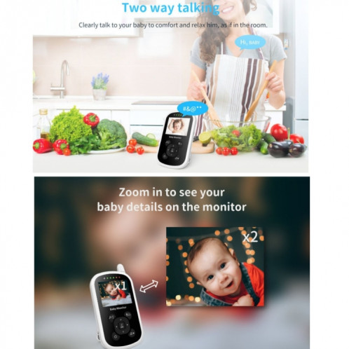 UU24 2,4 pouces sans fil bébé moniteur caméra température moniteur 2 voies audio VOX Lullaby SH26021038-06