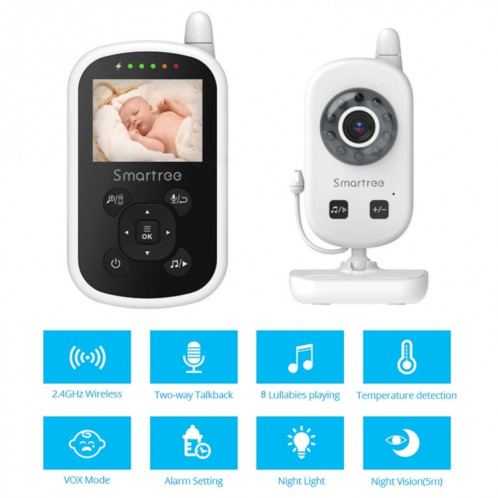 UU24 2,4 pouces sans fil bébé moniteur caméra température moniteur 2 voies audio VOX Lullaby UK Plug SH2603243-06