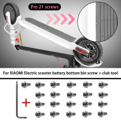 21 pièces/ensemble pour vis de compartiment de batterie Xiaomi Mijia M365 Pro (blanc) SH101A1996-05