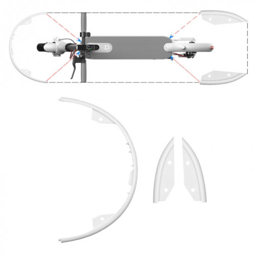 Pour Xiaomi Mijia M365 Housse de protection latérale + pare-chocs arrière avant (blanc) SH601B1515-06
