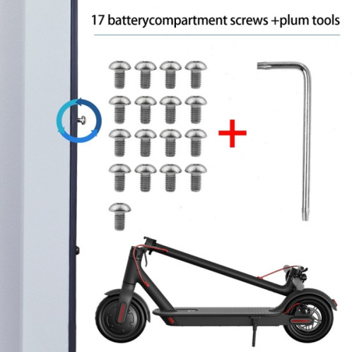 17 pièces/ensemble pour Xiaomi Mijia M365 Pro compartiment de batterie plaque de base vis prune (blanc) SH901A174-05