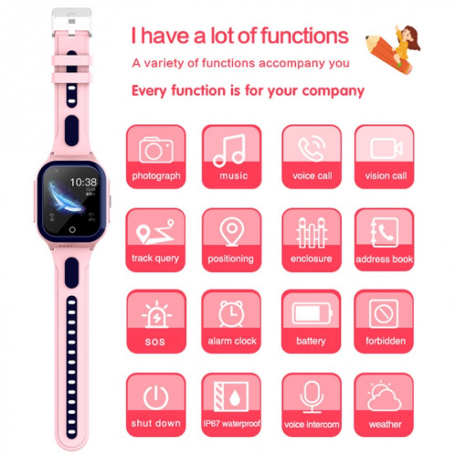 DF70 1,4 pouces 4G GPS + WIFI + LBS Positionnement Enfants Appelant Montre Avec Fonction SOS, Couleur: Rose SH470196-07
