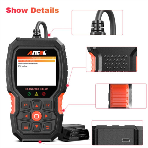 Scanner de diagnostic de camion lourd de détecteur de moteur diesel d'ANCEL HD601 24V SA16011675-06