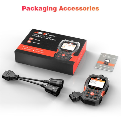 Scanner de diagnostic de camion lourd de détecteur de moteur diesel d'ANCEL HD601 24V SA16011675-06