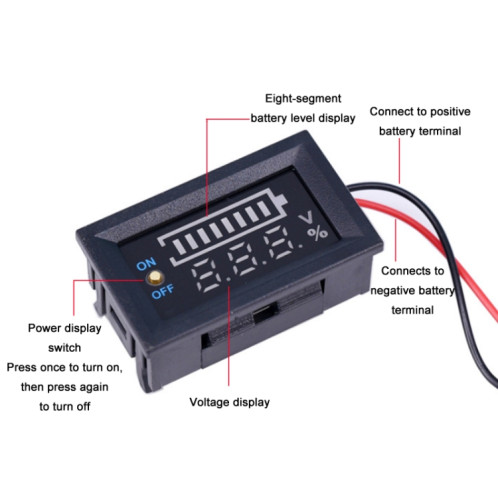 Commutateur d'affichage de compteur de puissance de tension de batterie au lithium de voiture électrique 229TY 6-30V SH3301458-06