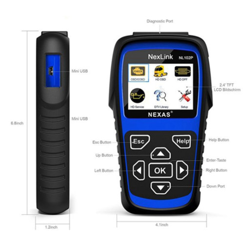 NexLink NL102P Voiture de camion lourd mécanique diesel 2 en 1 Détection du scanner de voiture OBD2 SN16431231-06