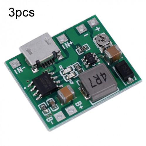 M-TY01 3 pièces 3.7V 18650 Module de convertisseur de tension de suralimentation réglable de batterie au Lithium à cellule unique avec Circuit de charge SH1646895-04