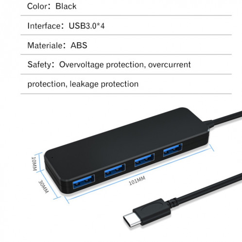 AB3-L42 Concentrateur 4 Ports Haute Vitesse HUB 5G Extension Dock USB2.0 HUB Longueur: 25cm SH4201247-07
