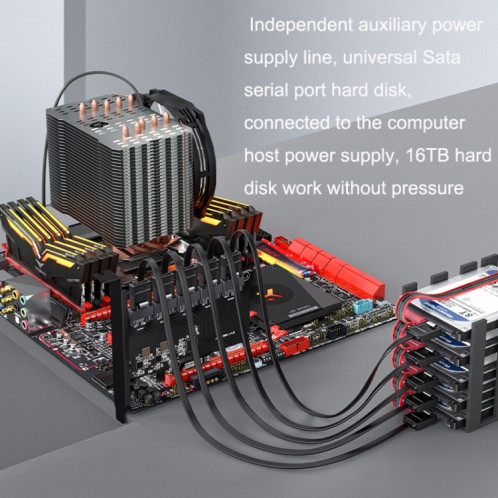 PCIE X1 à 10 ports SATA3.0 carte rotative ordinateur de bureau disque dur à semi-conducteurs, style : SH6303838-07