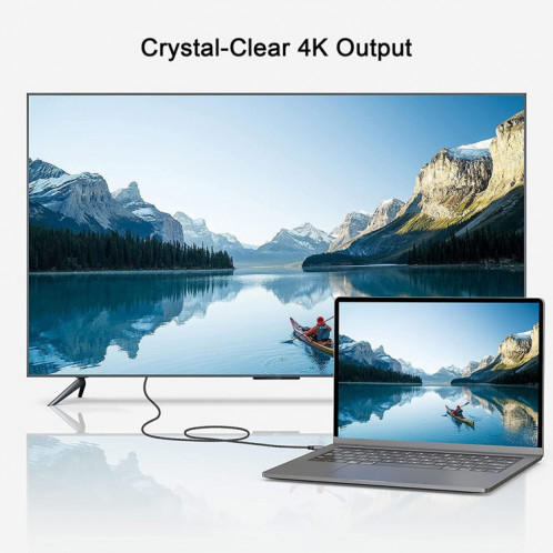Câble adaptateur tressé en nylon QGeeM QG-UA13 Type-C vers DP 4K 60 Hz, longueur : 1,8 m SQ2502394-06