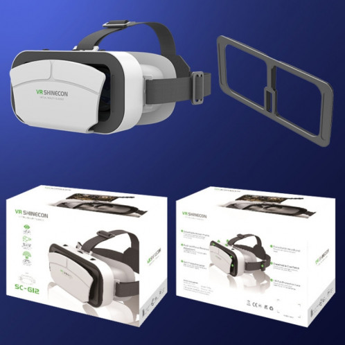 VRSHINECON G12 Lunettes VR Film 3D Tout en Un Machine de Jeu Lunettes de Réalité Virtuelle Immersive(Blanc) SV901A1328-09