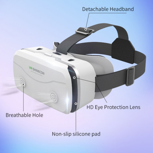 VRSHINECON G15 Casque Réalité Virtuelle VR Lunettes Tout en Un Jeu Téléphone Lunettes 3D (Blanc) SH901A1413-09