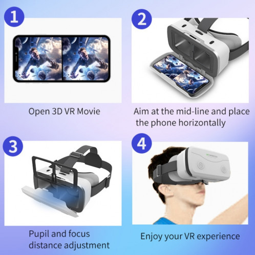 VRSHINECON G15 Casque Réalité Virtuelle VR Lunettes Tout en Un Jeu Téléphone Lunettes 3D (Blanc) SH901A1413-09