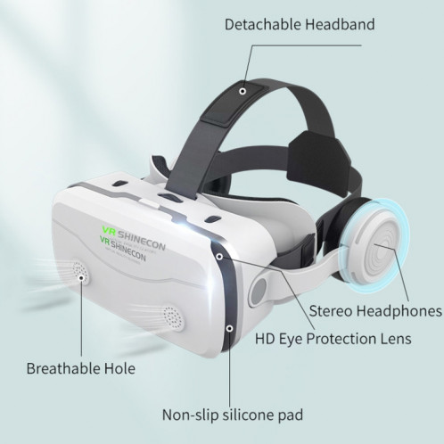 VR SHINECON G15E Casque spécial pour téléphone tout-en-un portant des lunettes 3D Console de jeu VR (Blanc) SV001A853-09