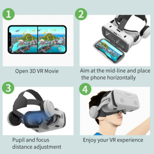 VR SHINECON G15E Casque spécial pour téléphone tout-en-un portant des lunettes 3D Console de jeu VR (Blanc) SV001A853-09