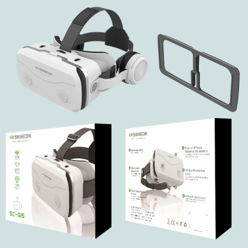 VR SHINECON G15E Casque spécial pour téléphone tout-en-un portant des lunettes 3D Console de jeu VR (Blanc) SV001A853-09
