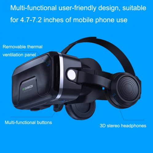 VR SHINECON G04EA Augmenter la version 7th VR Lunettes Jeu de réalité virtuelle 3D Lunettes numériques avec casque SV77011160-09