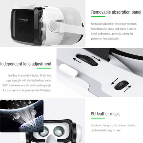 VR SHINECON G04BS + B01 poignée casque de réalité virtuelle 3D lunettes VR avec casque Bluetooth SV86021021-09