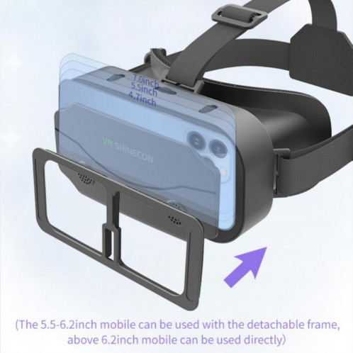 VR SHINECON G13 Lunettes de réalité virtuelle VR Lunettes de jeu de film de téléphone portable Lunettes numériques 3D (Noir) SV201A1364-09