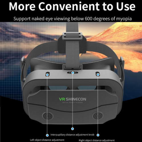 VR SHINECON G13 Lunettes de réalité virtuelle VR Lunettes de jeu de film de téléphone portable Lunettes numériques 3D (Noir) SV201A1364-09