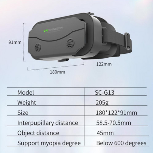 VR SHINECON G13 Lunettes de réalité virtuelle VR Lunettes de jeu de film de téléphone portable Lunettes numériques 3D (Noir) SV201A1364-09
