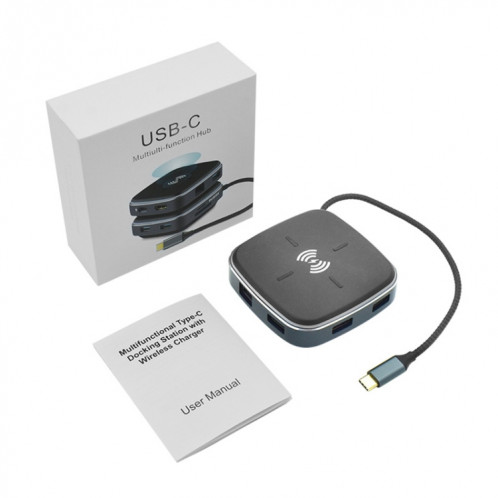 AY95 9 en 1 TYPE-C/USB-C HUB Extended Dock Concentrateur de charge rapide sans fil (Noir) SH701A522-09