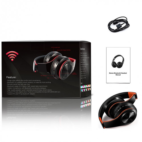 Casque sans fil Bluetooth LPT660 casque de sport stéréo HIFI (blanc + orange) SH401I413-06